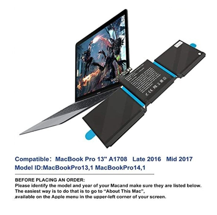 WELLBOB A1708 A1713 Battery for MacBook Pro 13" Late 2016 Mid 2017 Replacement