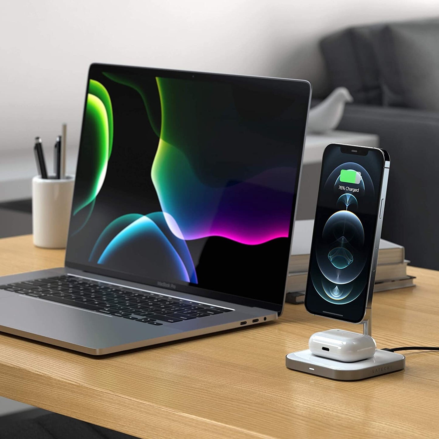 Satechi 2-in-1 Wireless Charging Stand for iPhone & AirPods OEM
