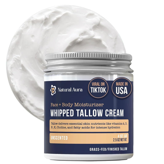 Whipped Beef Tallow 4oz Face & Body Moisturizer Unscented Natural Skin Balm