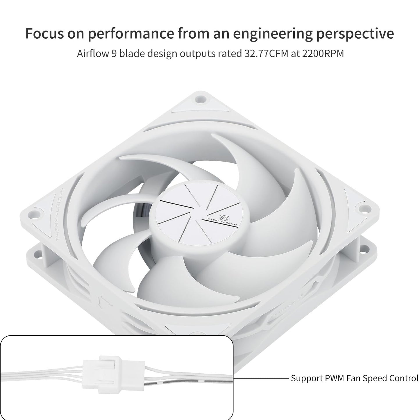 Thermalright TL-P9W 92mm White CPU Fan – Quiet PWM, 2200RPM, High Performance