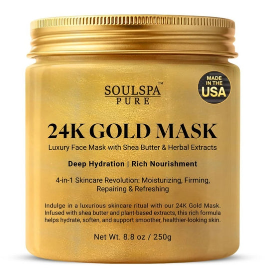 24K Gold Face Mask – Hydrating & Firming Facial Mask with Shea Butter, Hyaluroni