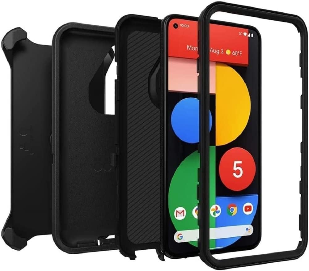 Case for Google Pixel 5 – Black, Rugged, Holster & Kickstand