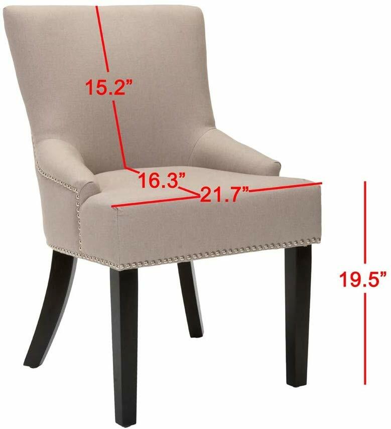 Safavieh En Vogue Dining Loire Linen Nailhead Espresso Dining Chairs Set of 2