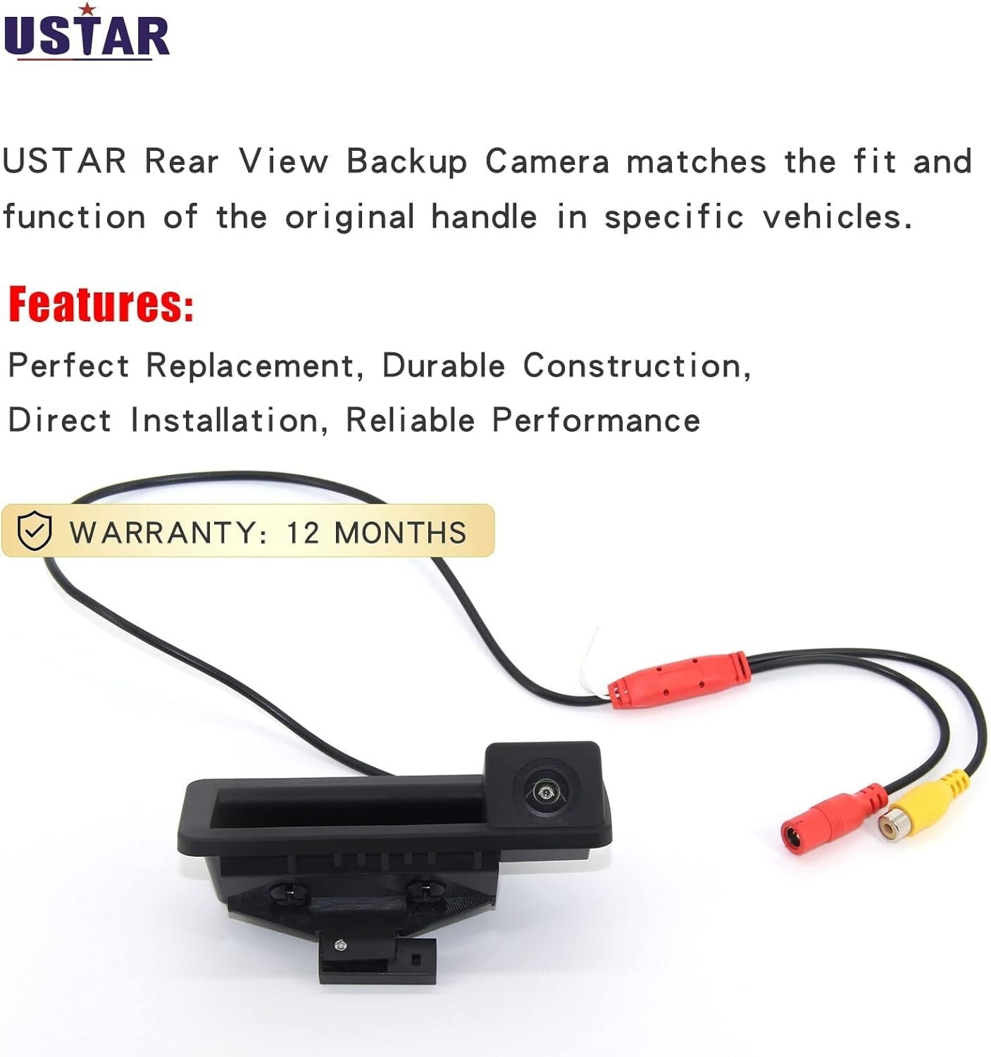 USTAR 1080P Tailgate Handle Camera Rear View Backup Parking Asist Camera Compati