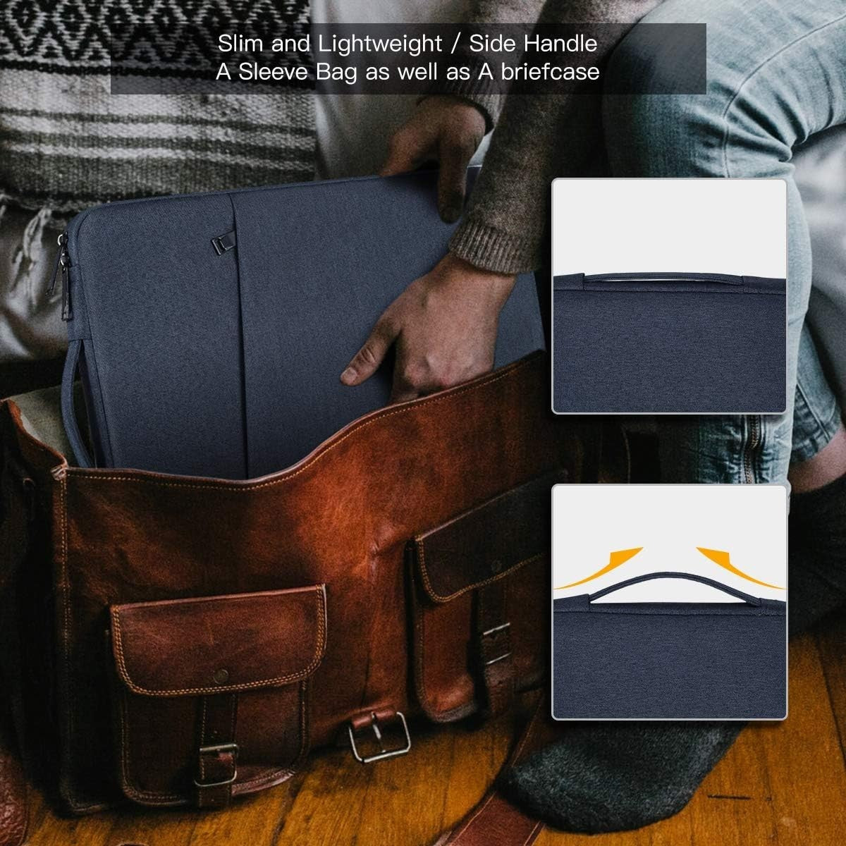 Blue Laptop Sleeve 15.6" Fits HP Pavilion, Dell Inspiron, Lenovo Chromebook Case
