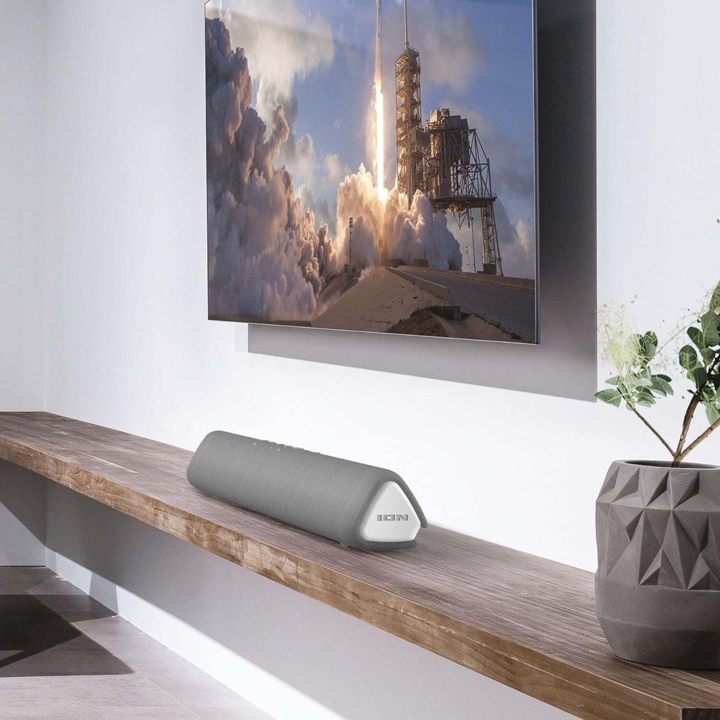 Ion Audio Meeting Mate Gray Wireless Bluetooth Speaker Soundbar w Stand