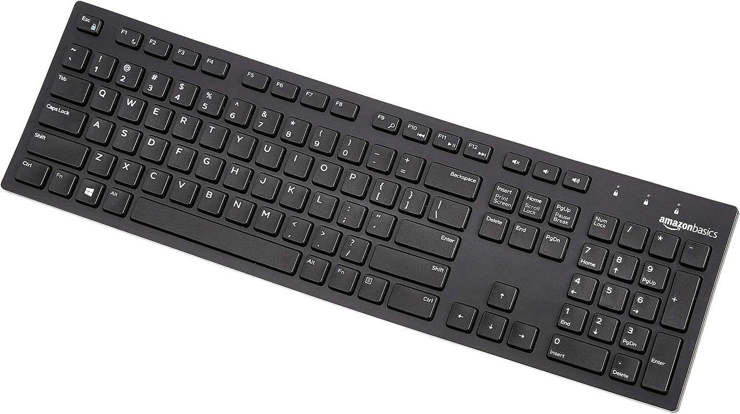 USB QWERTY Amazon Basics LowProfile Wired Keyboard US Layout Matte Blac