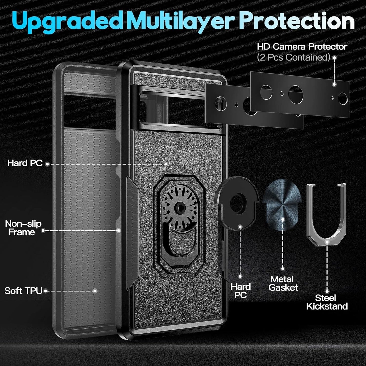 360 jaroco 4 in 1 Google Pixel 7 Rotate Ring Kickstand Military Shockpr