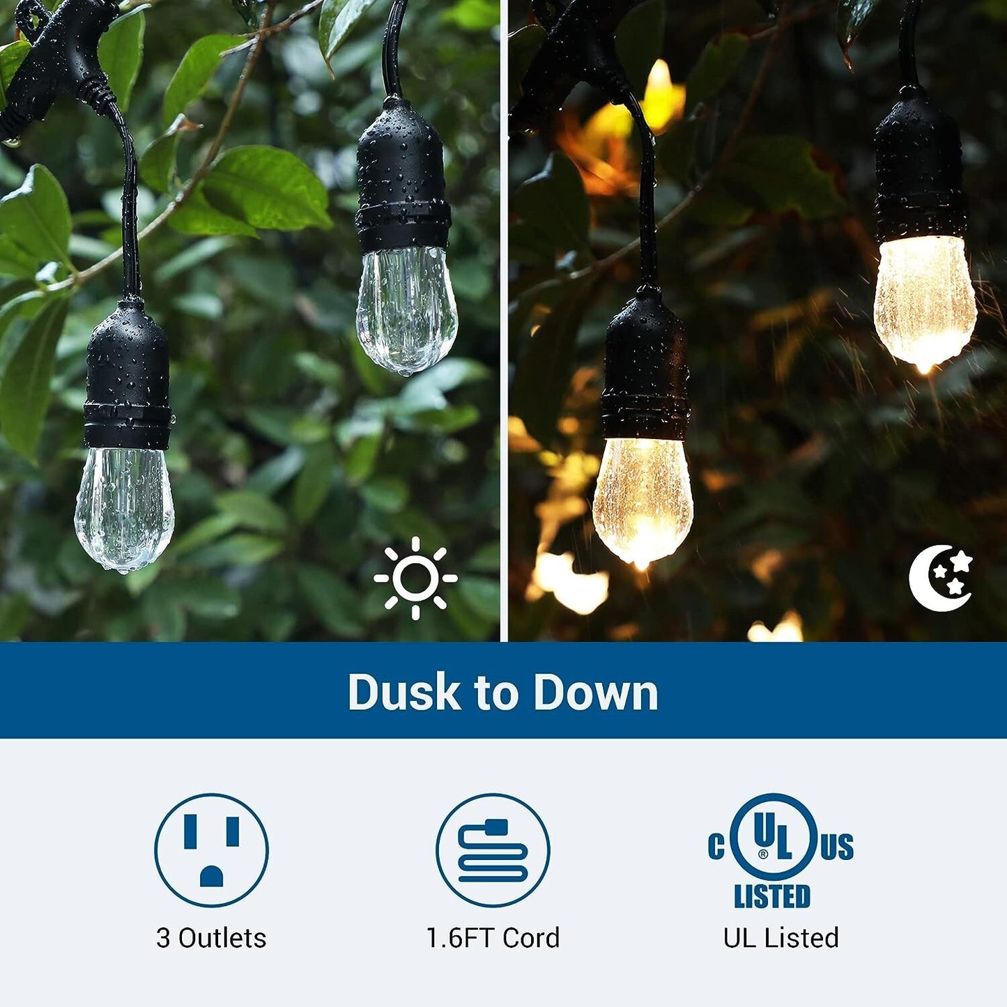 DEWENWILS Light Timer Outdoor Weatherproof w 2 FT Extension Cord Photocell