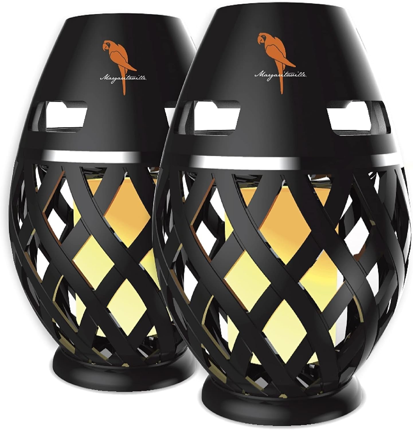 Margaritaville Bluetooth Tiki Speakers – LED Flame Lights – Waterproof – 2 Pack
