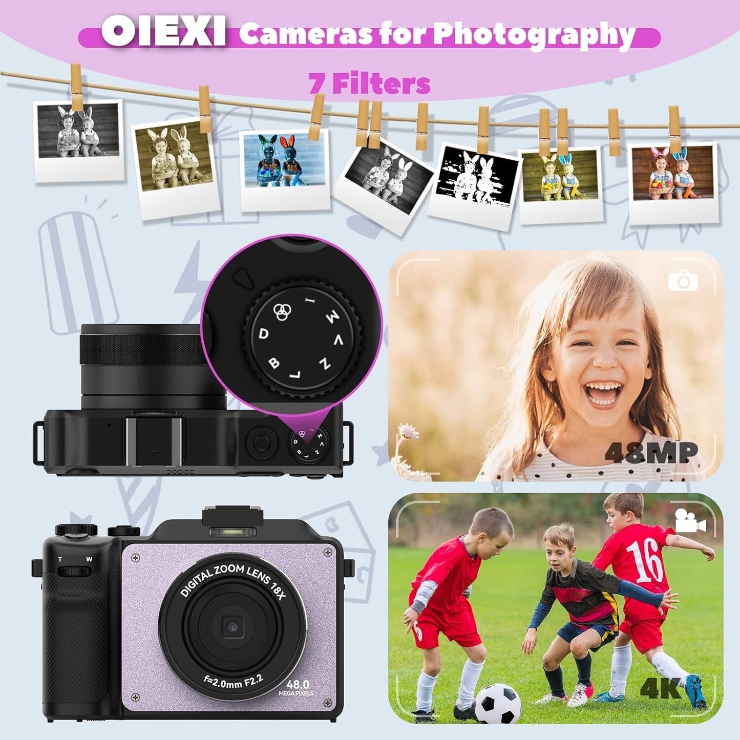 48MP 18X Camera4K cameraRear Dual Cameras Digital Zoom TF Card