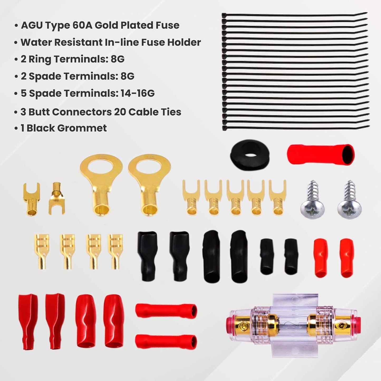 Car Audio Wiring Kit 20Ft 8 Gauge Power Wire Watt Amplifier Hookup Ba