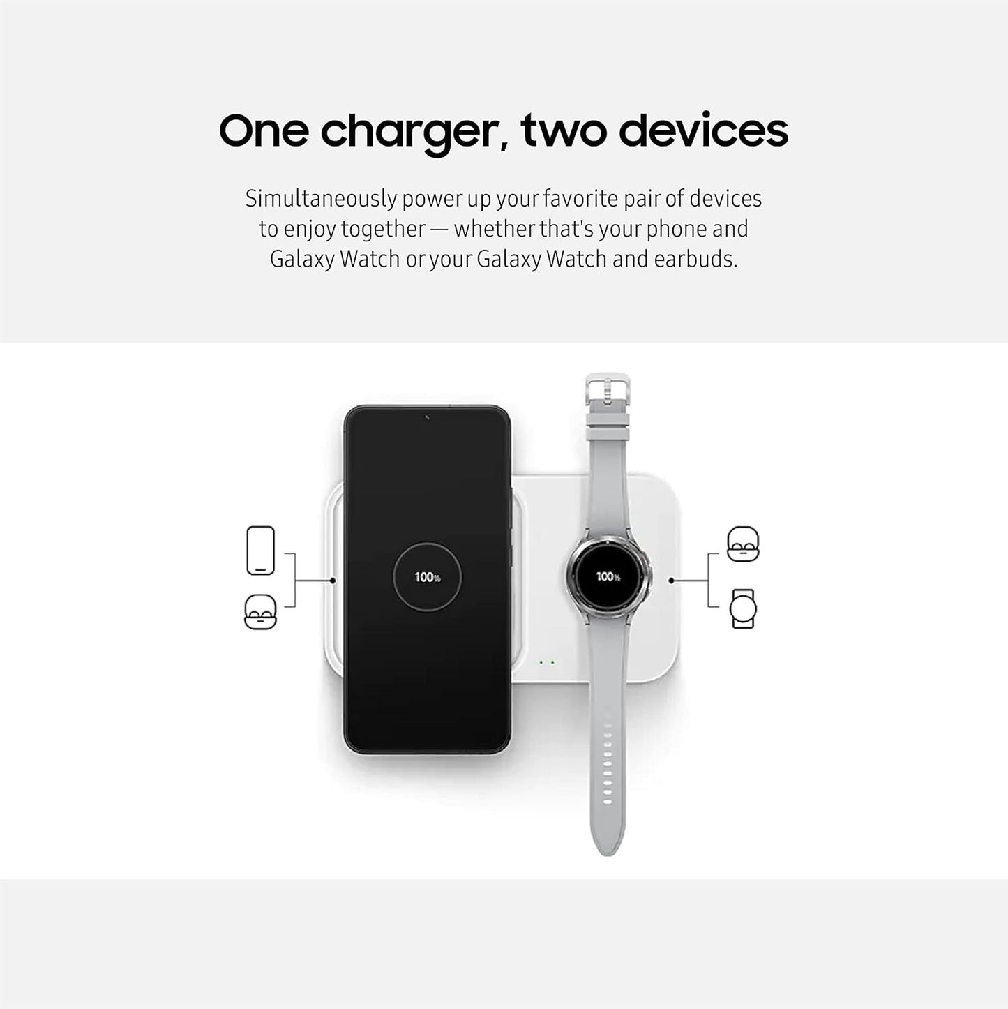 Samsung 15W USB Wireless Charger Duo w C Cable Charge 2 Devices at Once