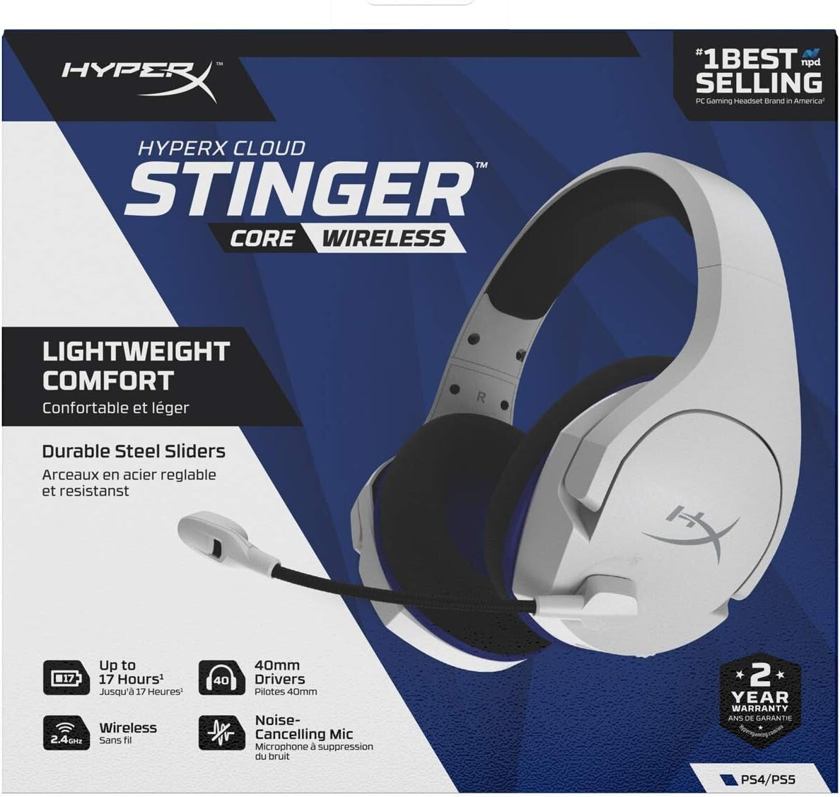 PS4 PS5 HyperX Cloud Stinger Core Wireless Gaming Headset PC Noise-Cancelling