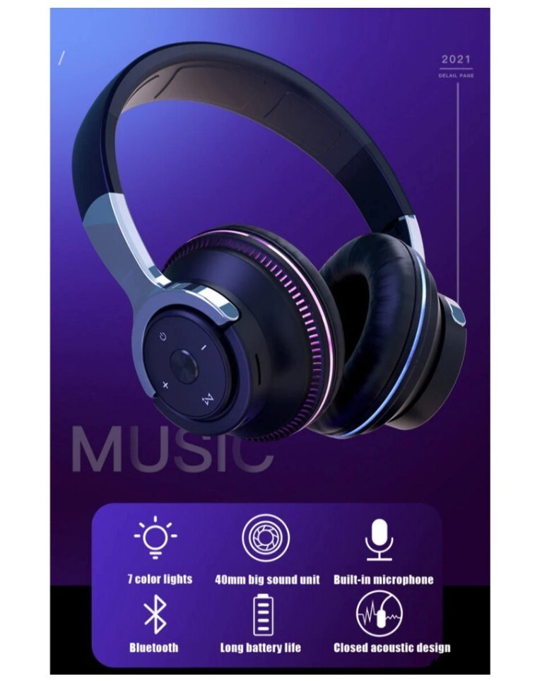 Ninja Dragon Wireless Light Changing Bluetooth Gaming Headset Black