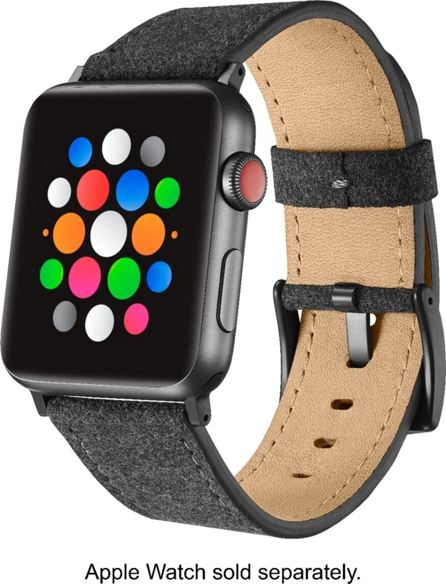 Platinum Fabric Watch Strap Apple Watch 42mm 44mm Dark Gray