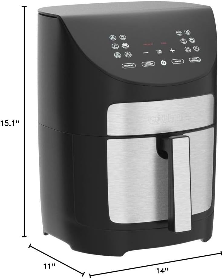 Gourmia 7QT Air Fryer Digital Controls, Guided Cooking, 10 Presets, 1500W, Black