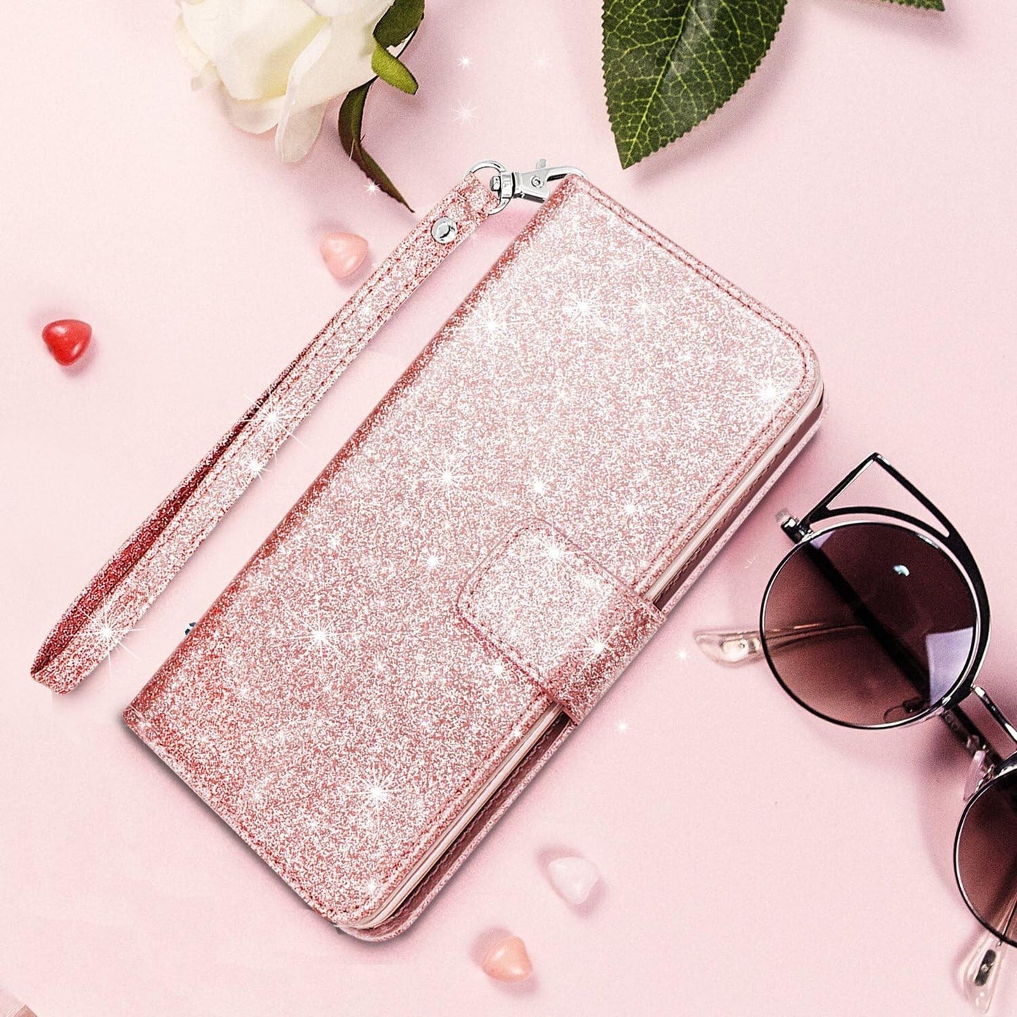 Samsung S9 Galaxy S9 Wallet Fingic Luxury Glitter Wallet Nickel Plated
