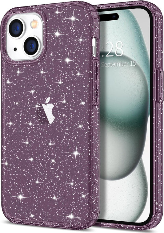 Hython iPhone 15 Plus Glitter Clear Glitter Sparkly Shiny AntiScratch