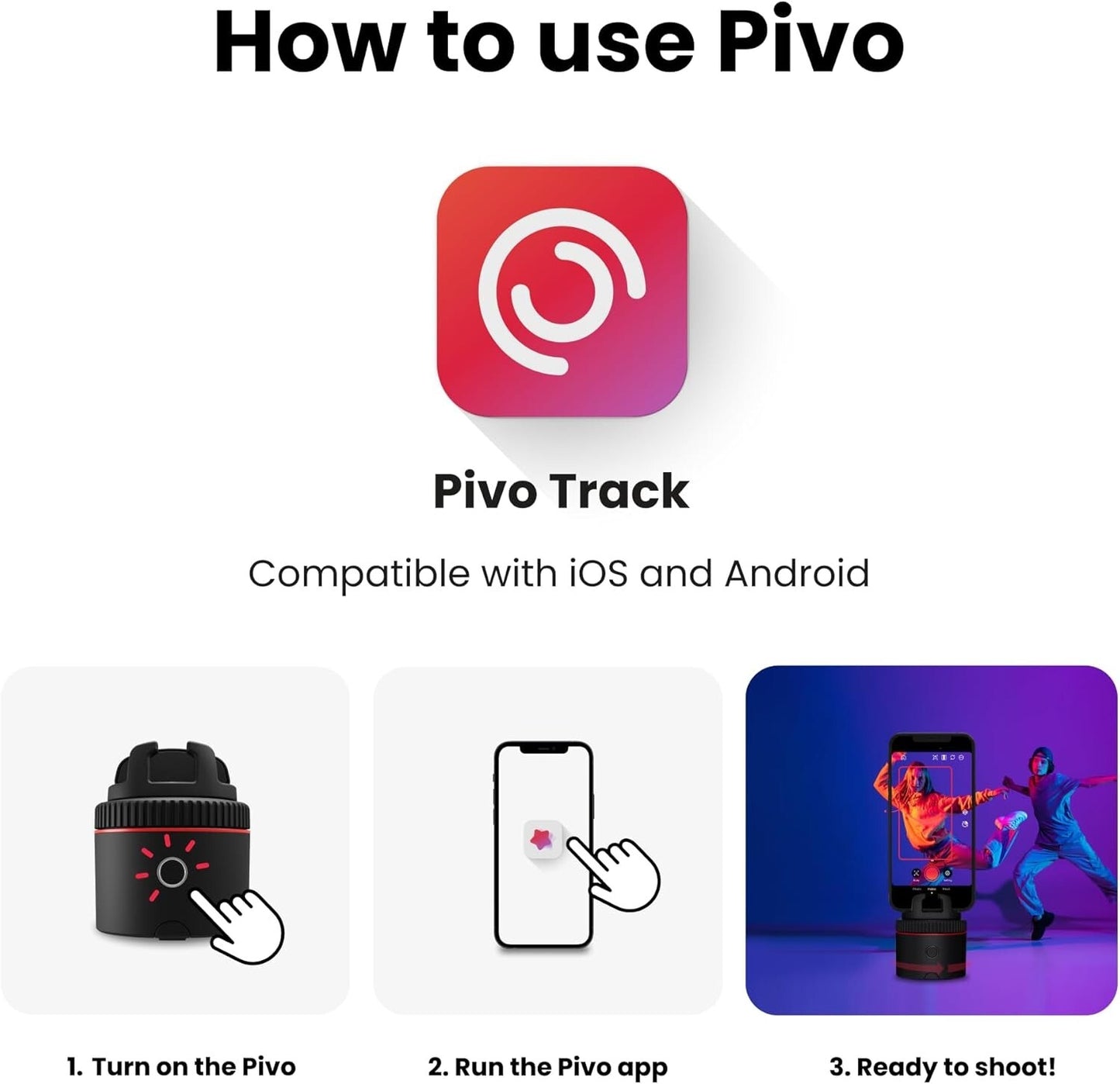 360 Pivo Influencer Auto Face Tracking Phone Holder Rotation video recVlogging