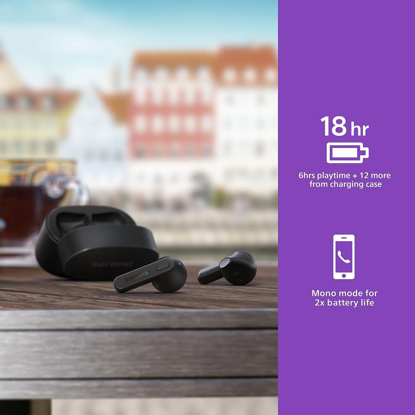 PHILIPS T2236 True Wireless Headphones w Water Resistance Small