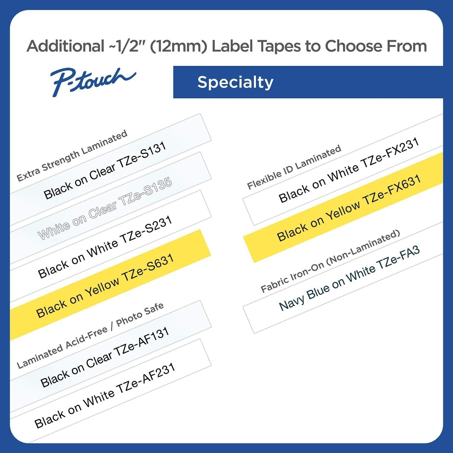 TZE231 Brother Black Print on White Laminated Tape Ptouch Label Maker
