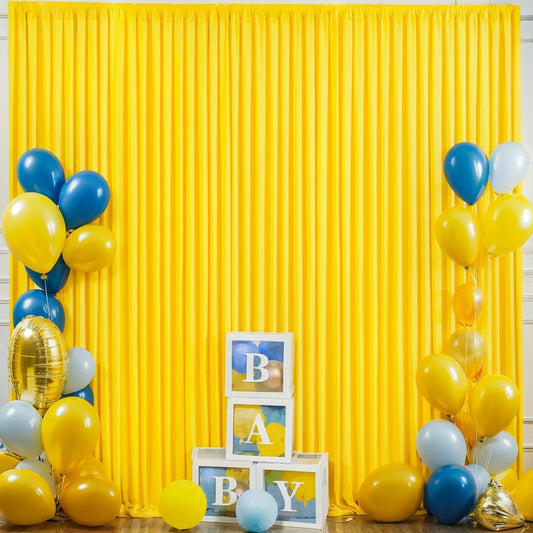 10ft x 7ft Yellow Backdrop Curtain Parties Yellow Wrinkle Free Backdrop Drap