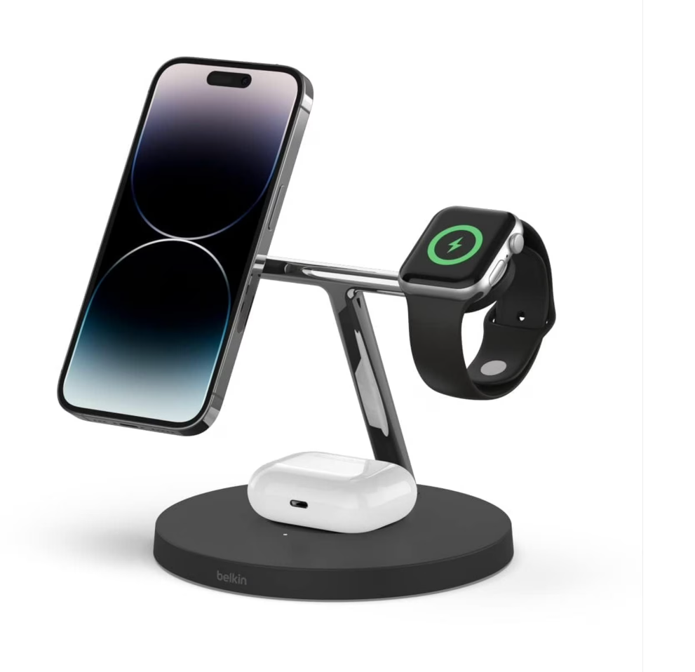 Belkin MagSafe 3in1 Wireless Charging Stand iWatch iPhone AirPods - Black OEM