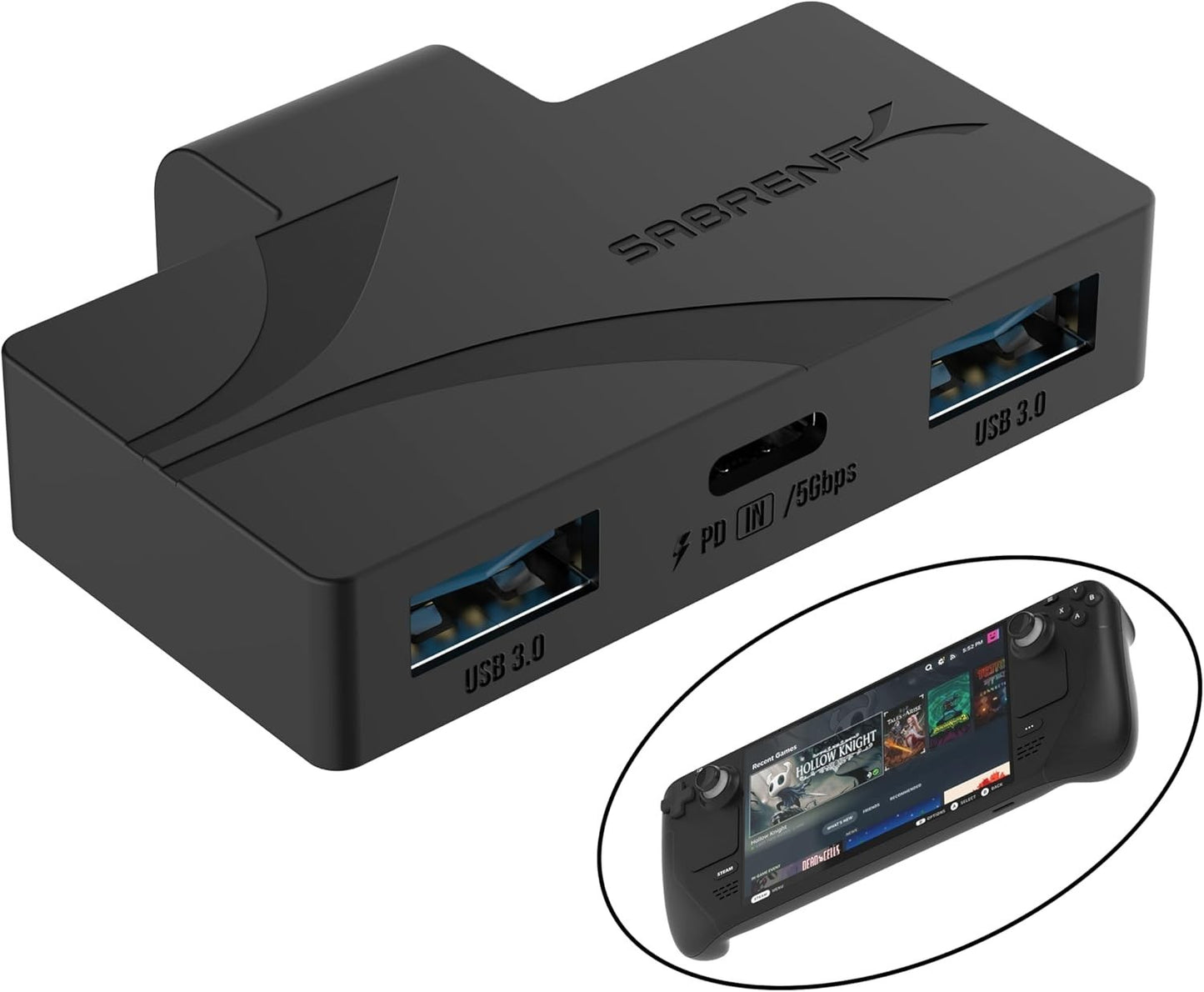 SABRENT USB Type-C 3-Port Gaming Hub for Steam 5Gbps USB 3.2, Dual USB-A HB-STDK