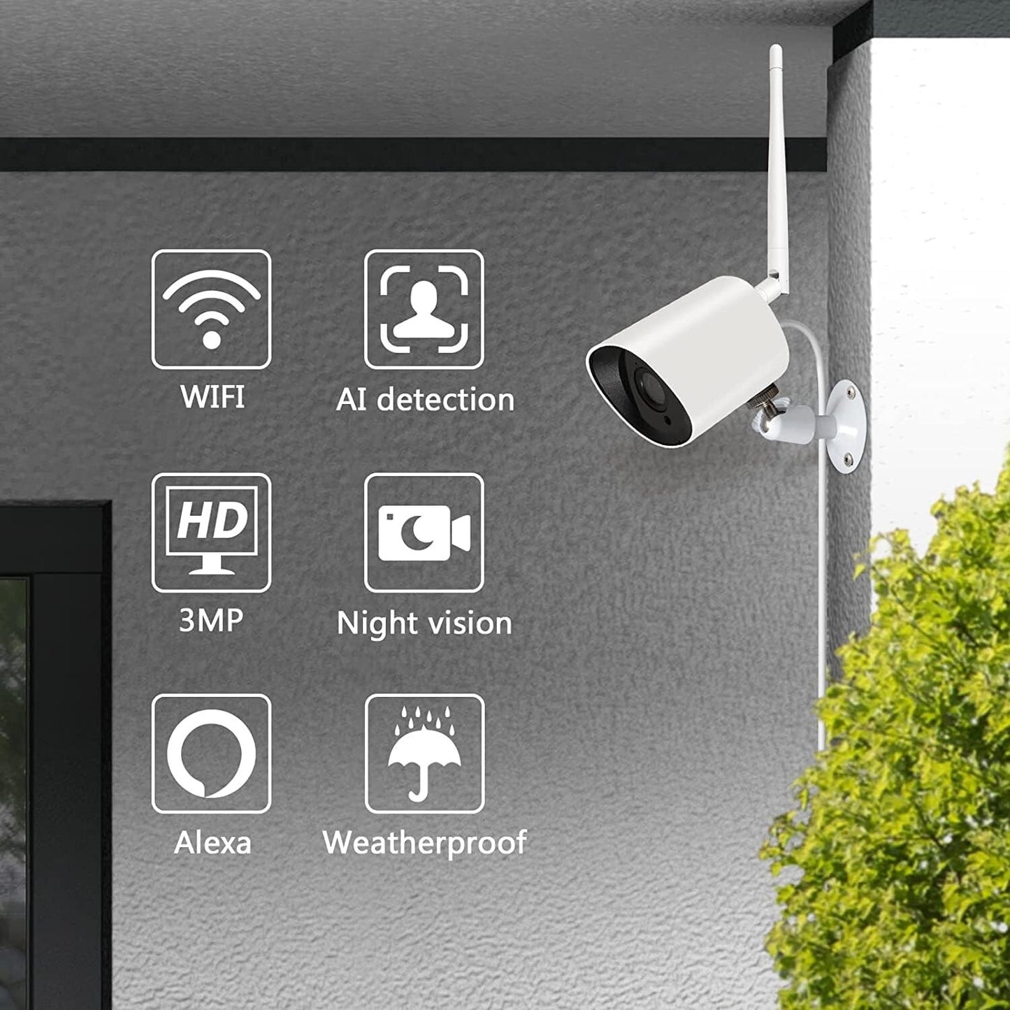 3MP FHD Rraycom 3Pack WiFi Security Camera OutdoorIndoor Cameras wNight Vision