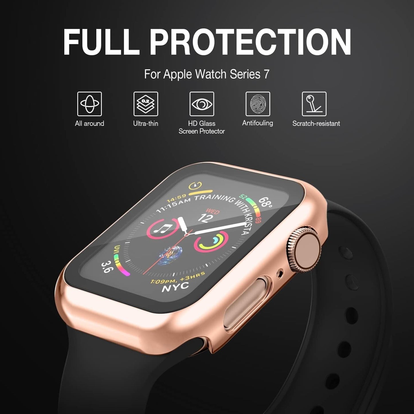 Comp w Apple Watch Series 9 Series 8 Series 7 41mm w Builtin Tempered