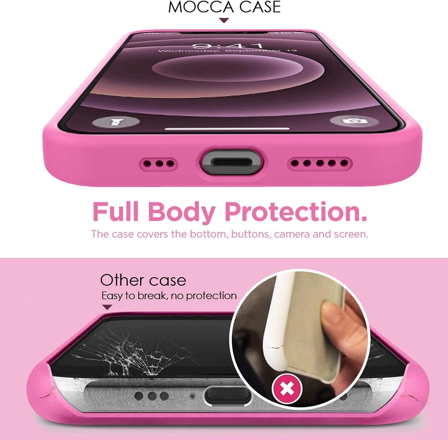MOCCA Shockproof Case for iPhone 12/12 Pro – Ring Stand, Pitaya Pink - OEM