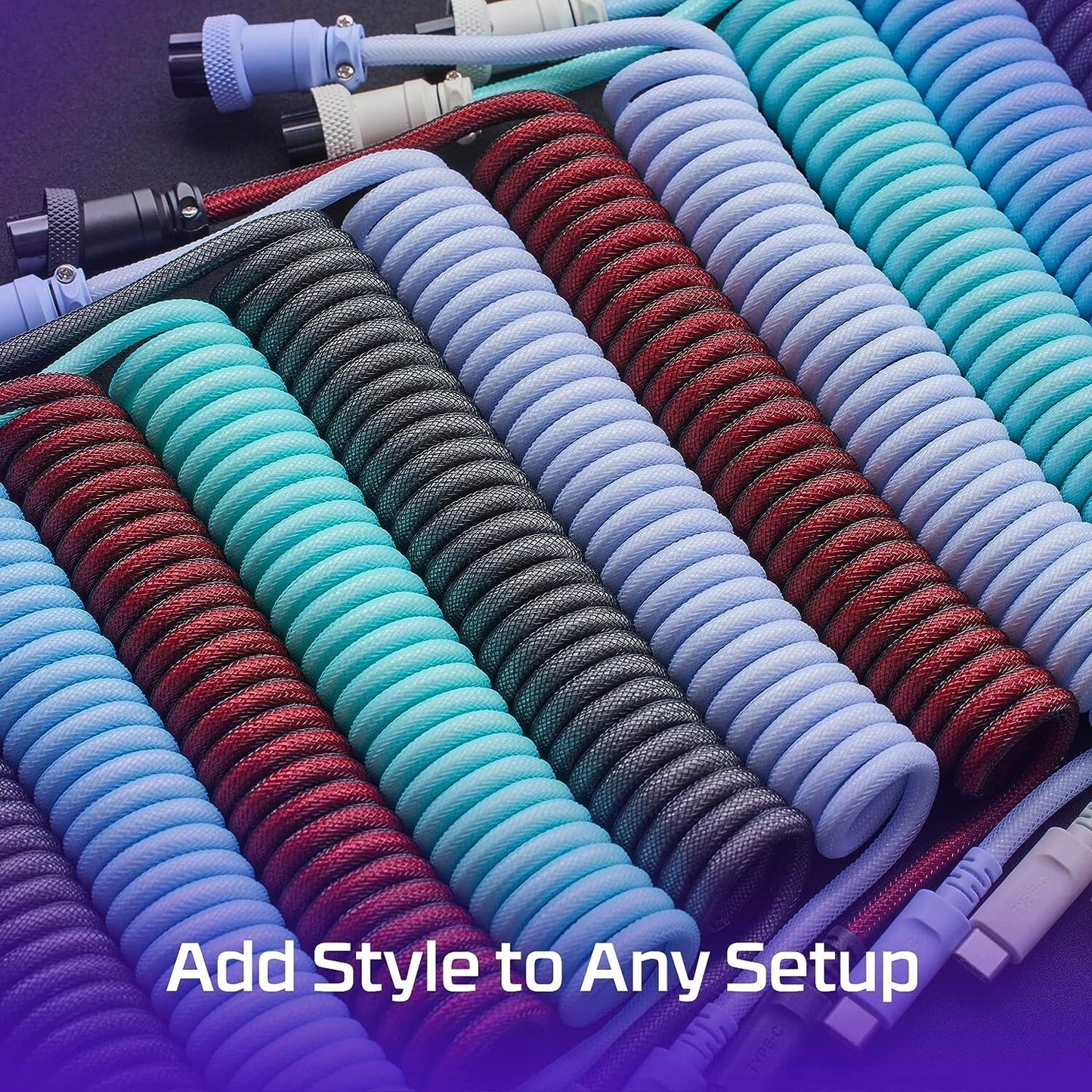 USB-C USB-A HyperX Coiled Durable Cable Stylish 5Pin Aviator Connector to