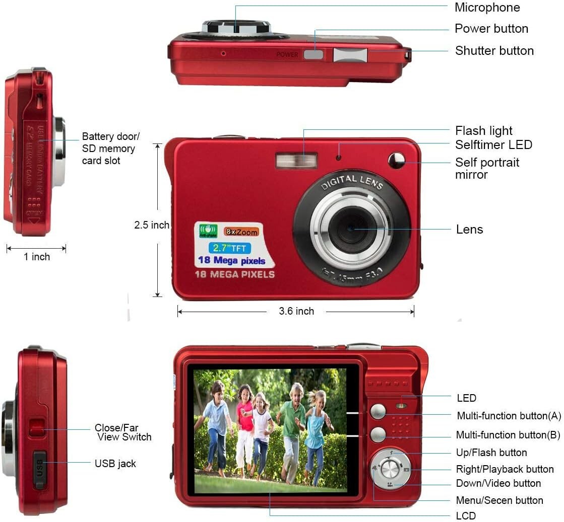 HD Mini Digital Camera Digital Camera Kids Teens Students Travel Camping