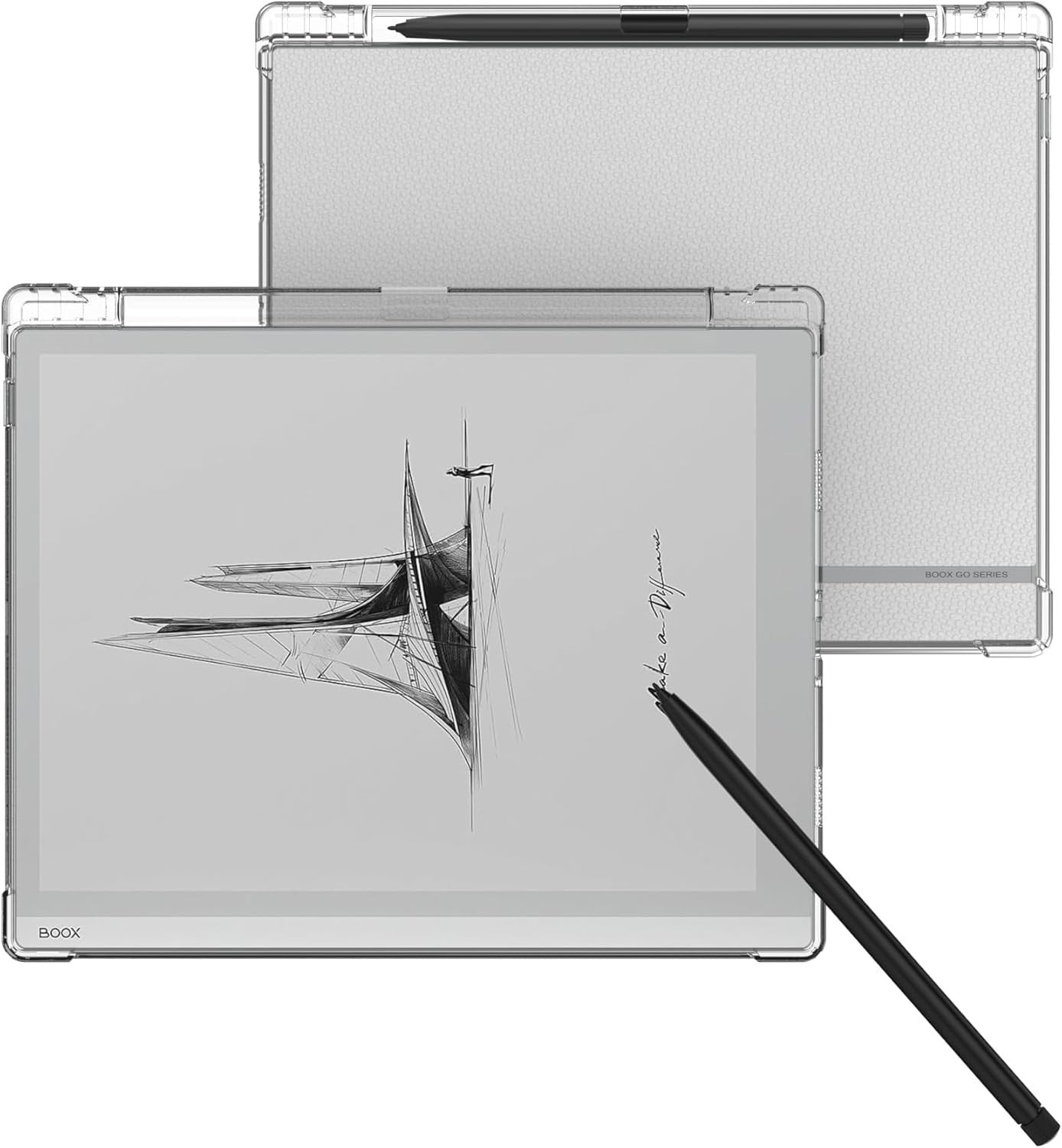 Clear TPU Case for Onyx Boox Go 10.3" 2024 Tablet Slim Lightweight w/ Pen Holder