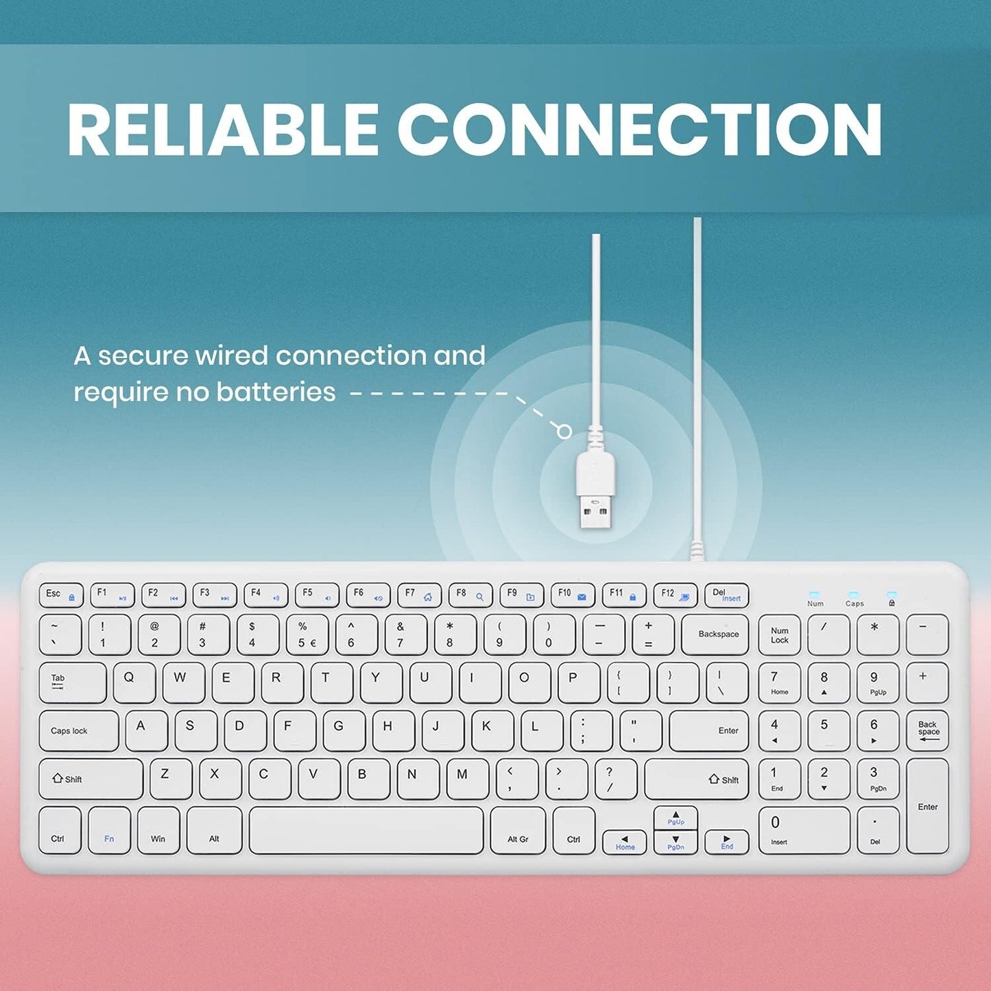 PERIBOARD-213W USB Perixx Wired Quiet Scissor Keyboard