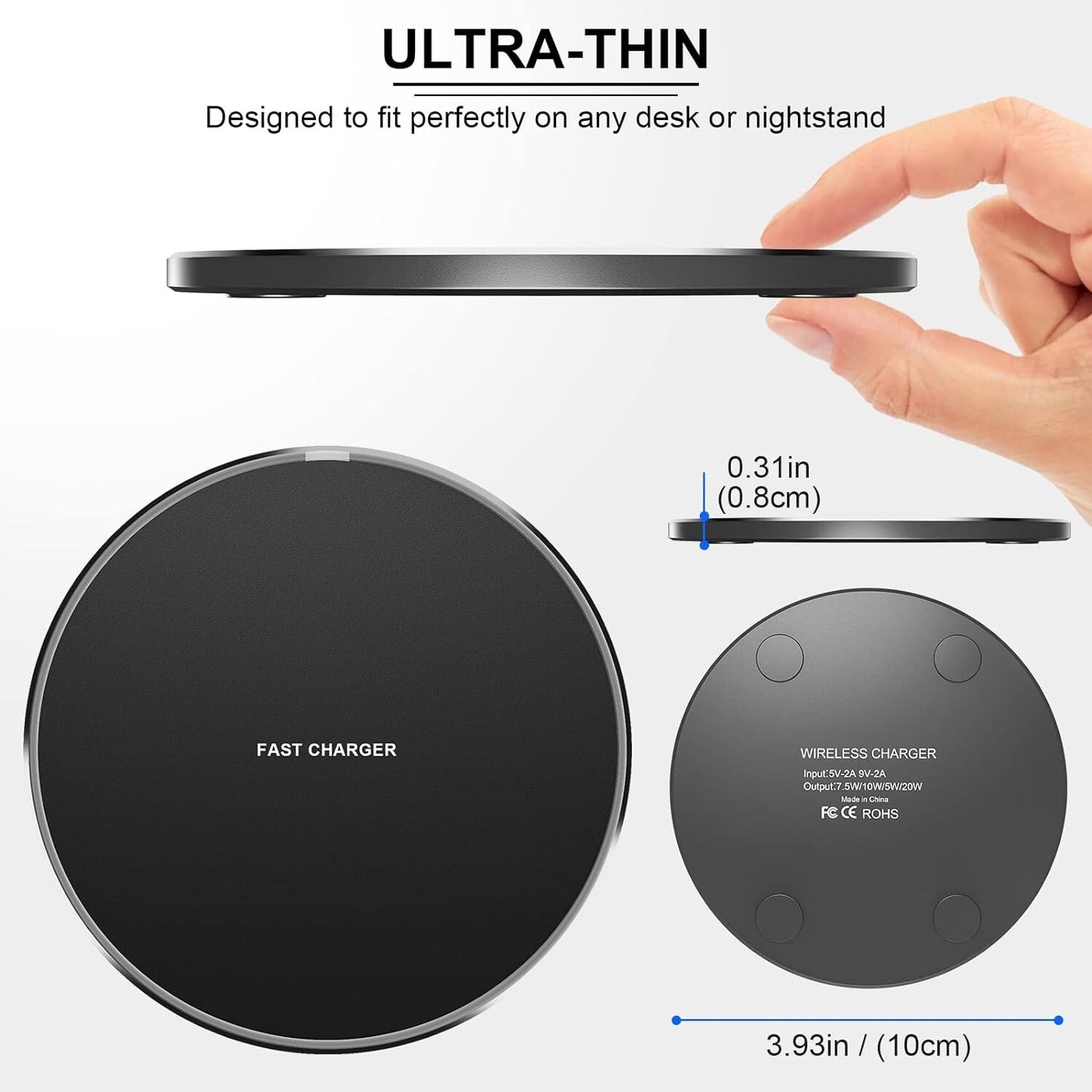 10W Fast Wireless Charger Pad Max Wireless Charging Compatible iPhone 14