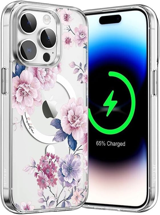 TPU iPhone 14 Pro Magsafe Floral Hard PC Bumper Shockproof Protective