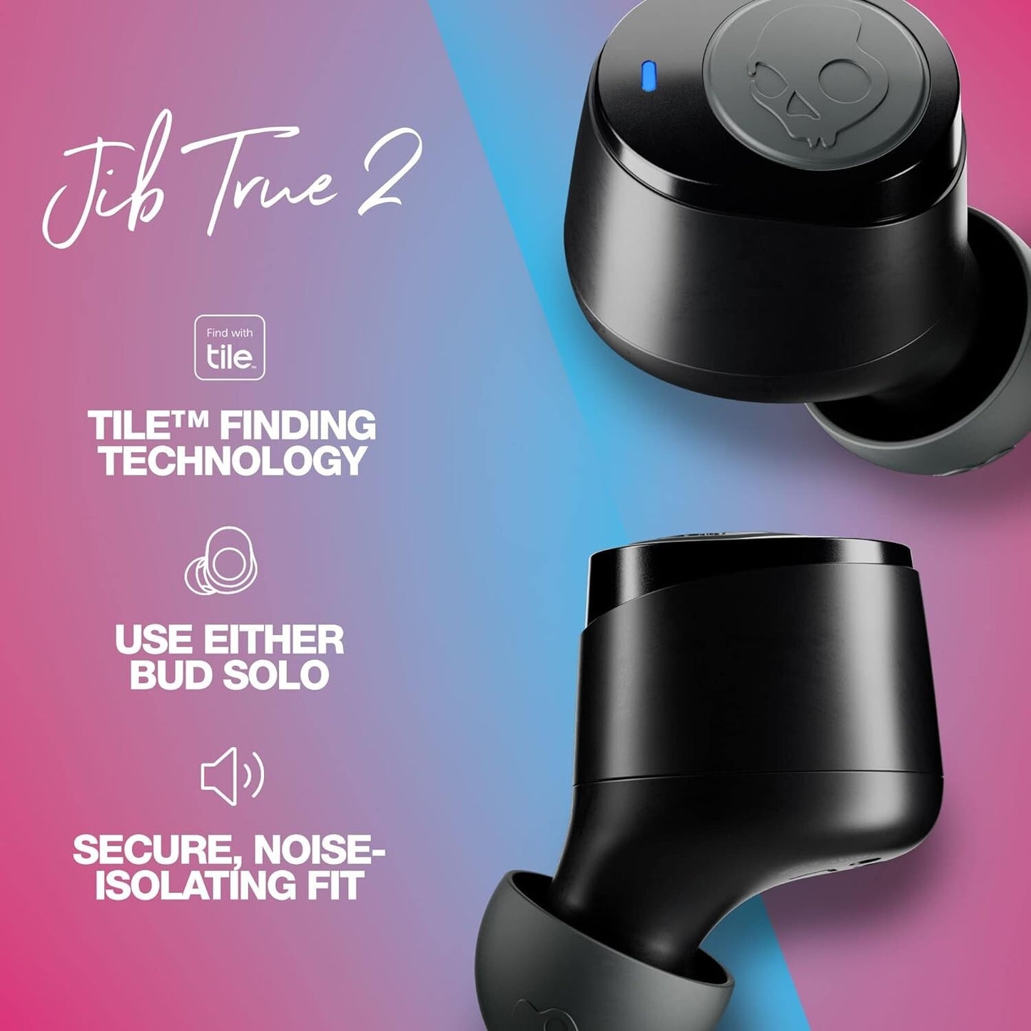 Jib True 2 In-Ear Wireless Earbuds 32 Hr Battery Microphone Works w iPhone