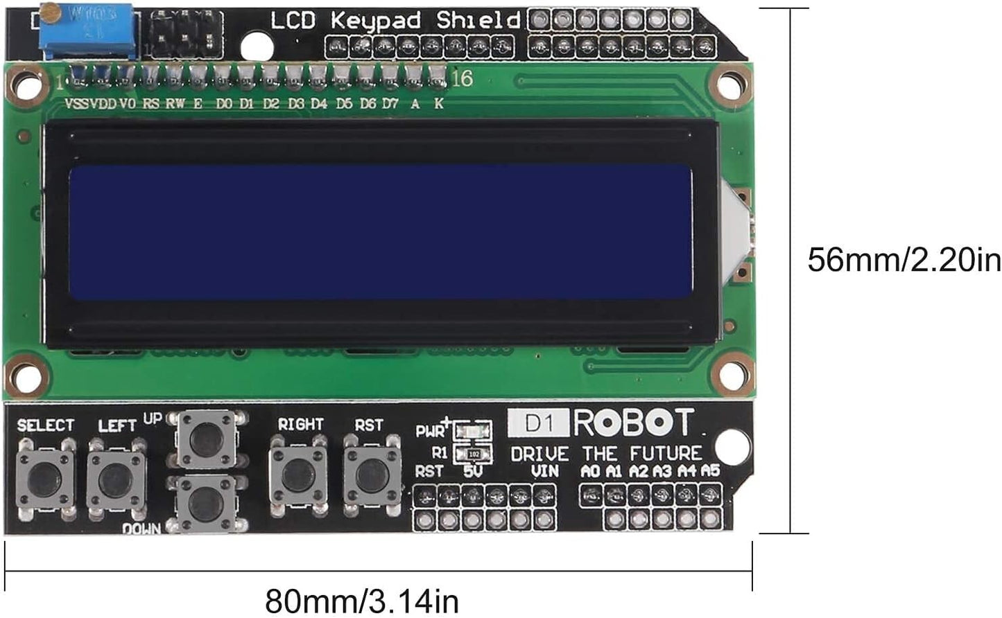 1602 1602A Keypad Shield Expansion Shield Board Blue Backlight 45V