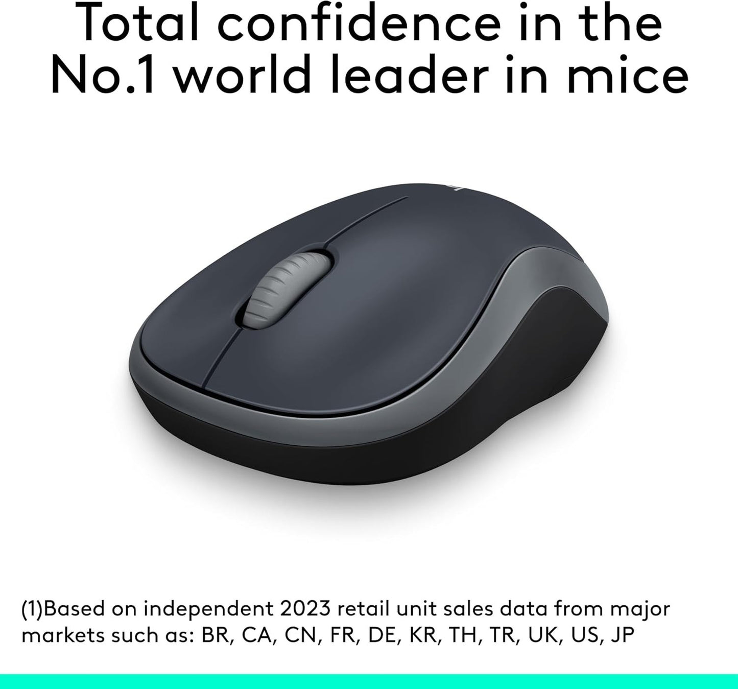 Logitech M185 Wireless Mouse – 12-Month Battery, 1000 DPI – Swift Grey USB