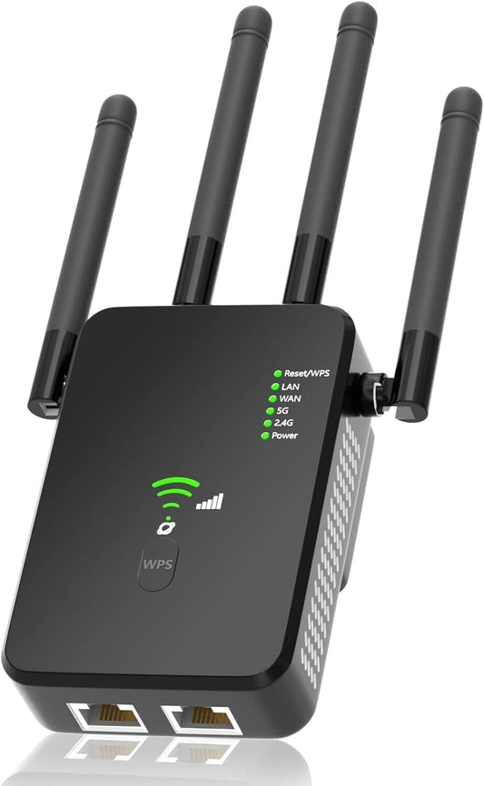 WiFi Extender 1200Mbps WiFi Signal Booster Amplifier Covers Up to 9800sq ft
