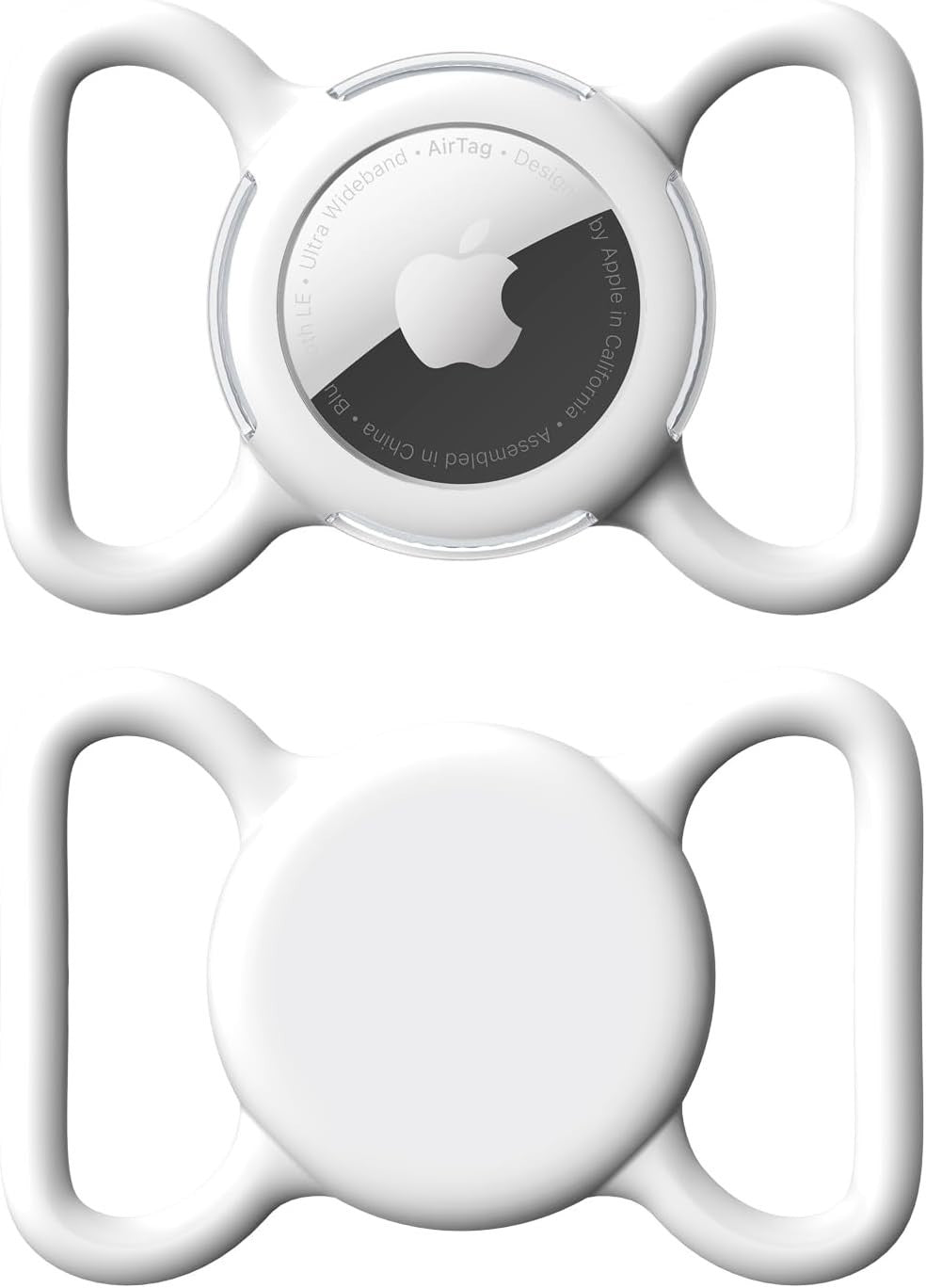 Waterproof Airtag Holder for Dog & Cat Collar, Soft Durable Case Large White