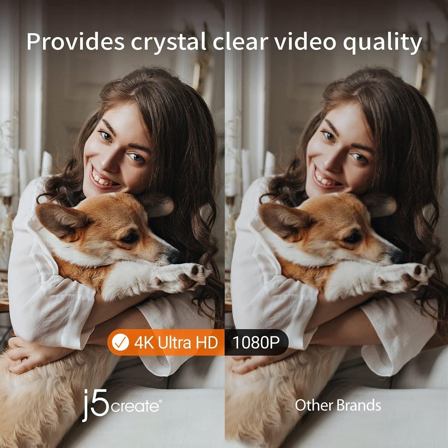 JVU430 BLACK j5create 4K Wide Angle Webcam w Mic Privacy Cover