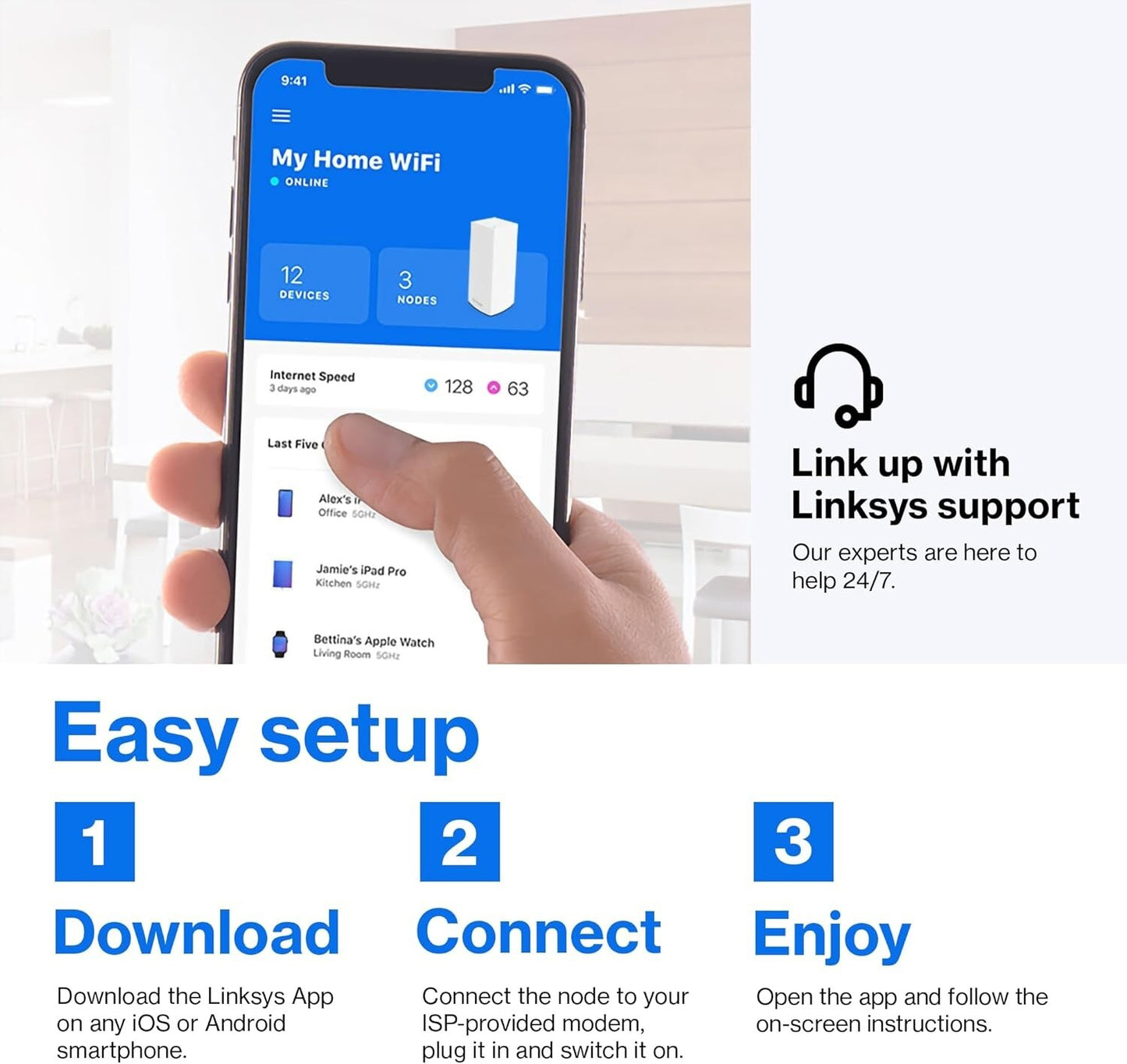 AX5400 Linksys Atlas Pro 6 WiFi Router DualBand Mesh 30 Devices 1 Pack
