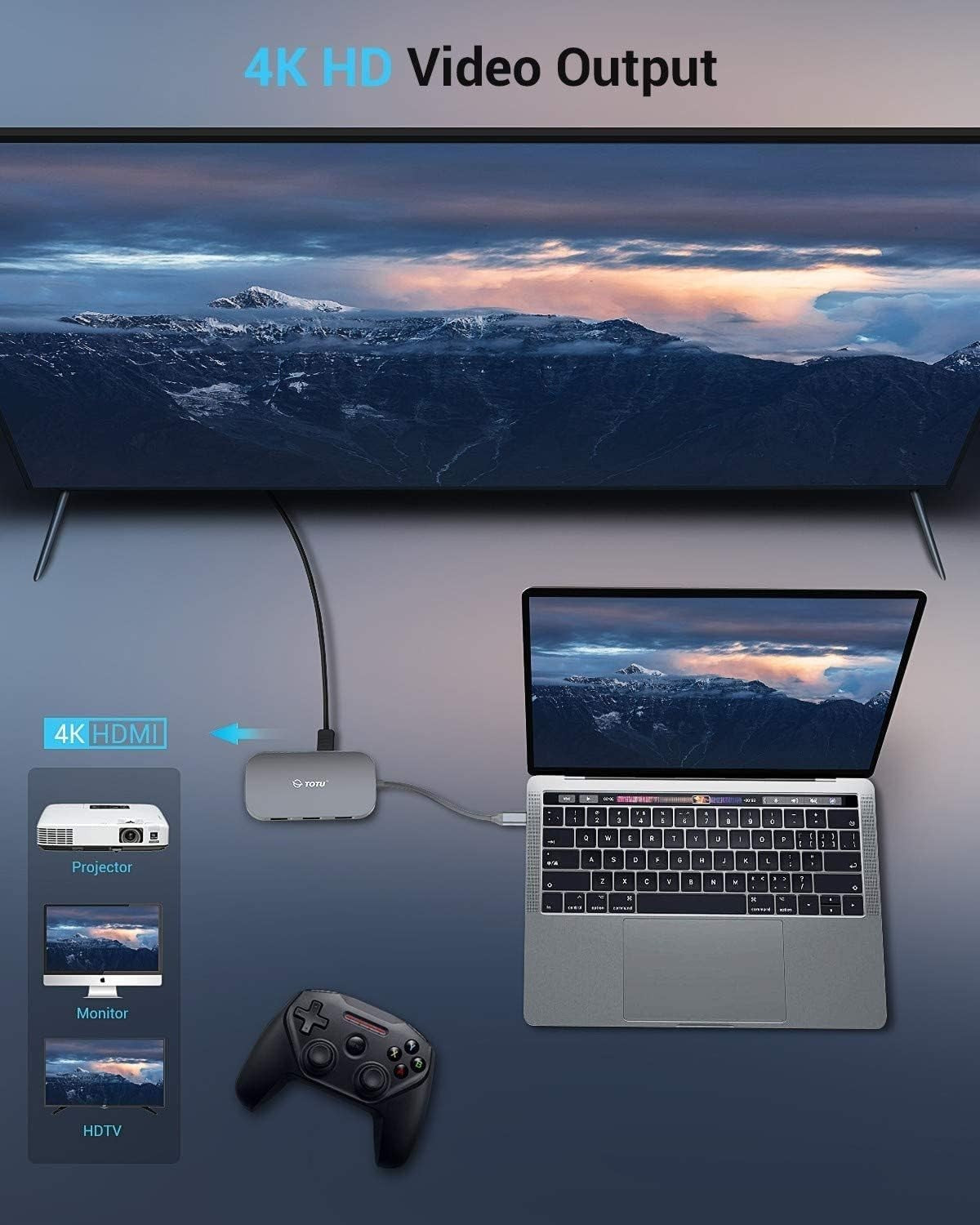 9-in-1 USB-C Hub w/ HDMI, Ethernet, USB 3.0, PD – for MacBook & Type-C Laptops