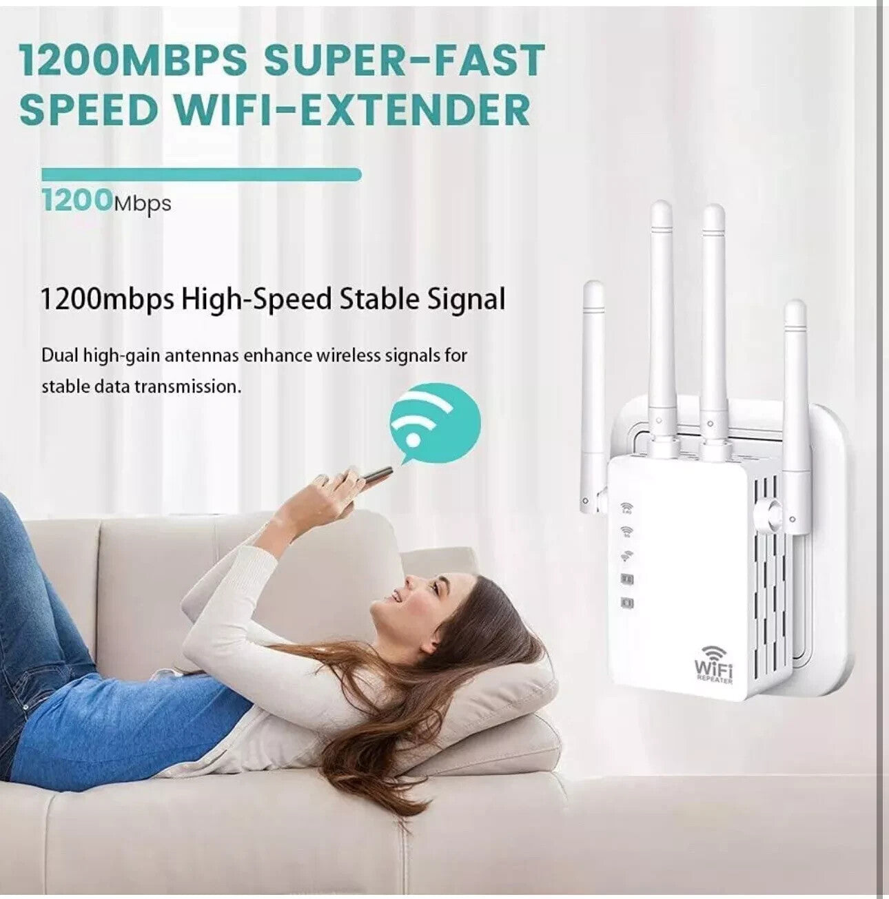 4500 WiFi Extender Wireless Signal Repeater Booster 1200Mbps sqft