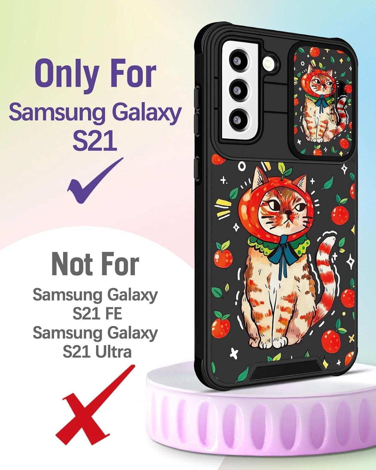 Buleens for Samsung Galaxy S21 Case 6.2 Inch - with Ring Stand & Camera Cover Ae