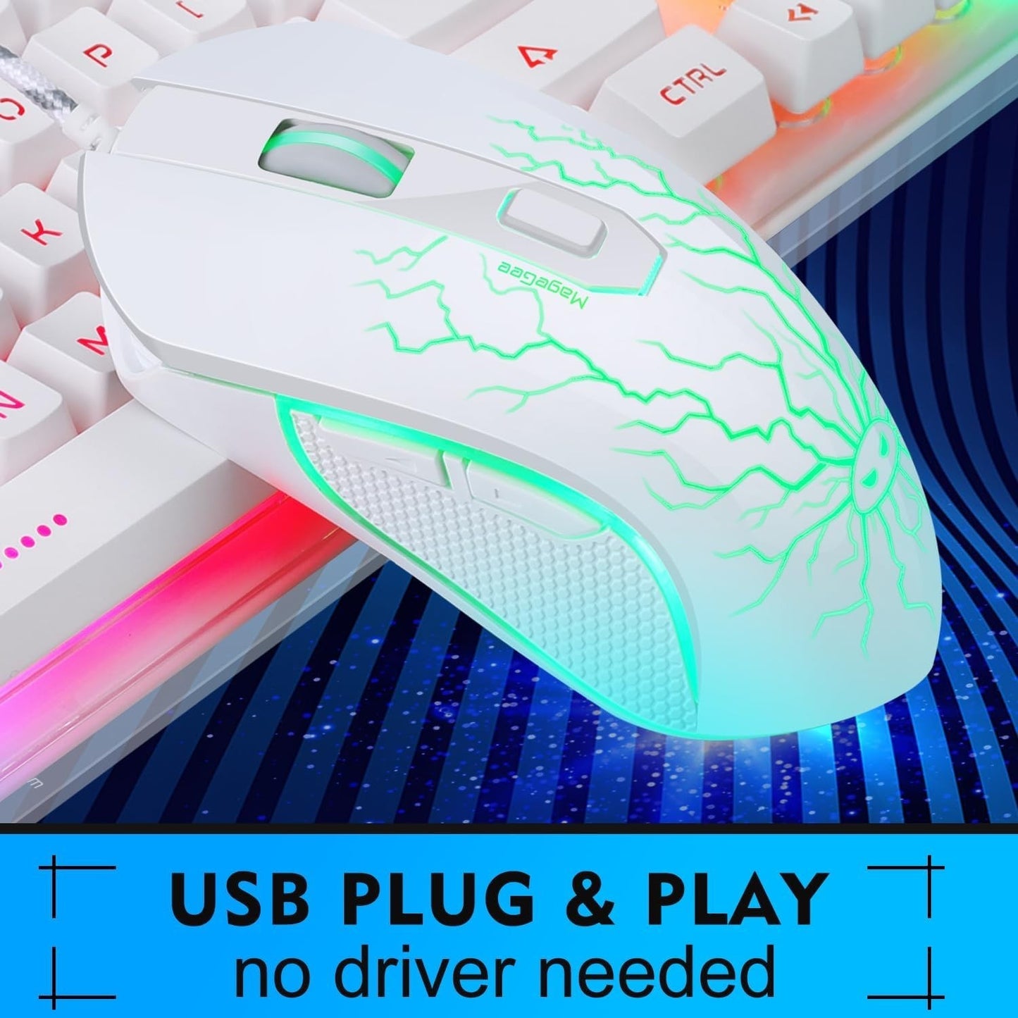 Gaming Keyboard and Mouse Combo, K1 RGB LED Backlit Keyboard with 104 Key for PC