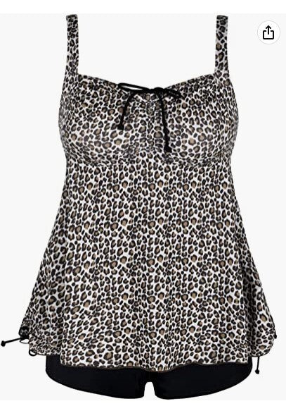 Septangle Women Plus Size Bathing Suits Paisley Print Two Piece Swimsuit Tankini
